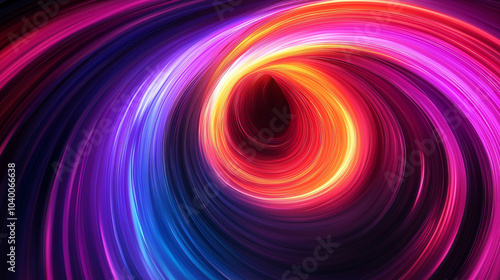 Swirling Vortex of Neon Colors: Abstract Digital Art