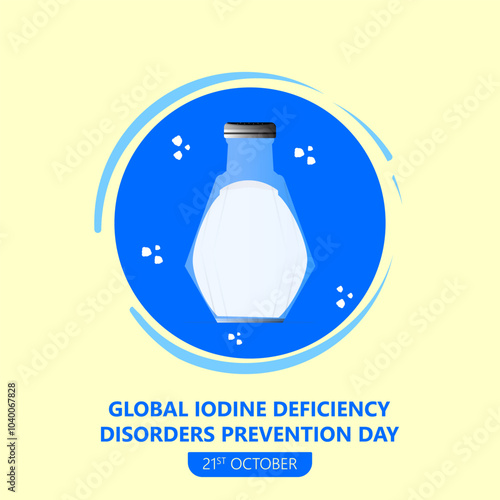 Global Iodine Deficiency Disorders Prevention Day. Salt bottle vector illustration. Health care. 21 October.