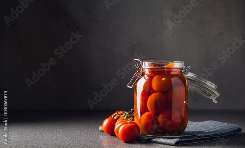 tomates marinées dans un bocal en verre photo