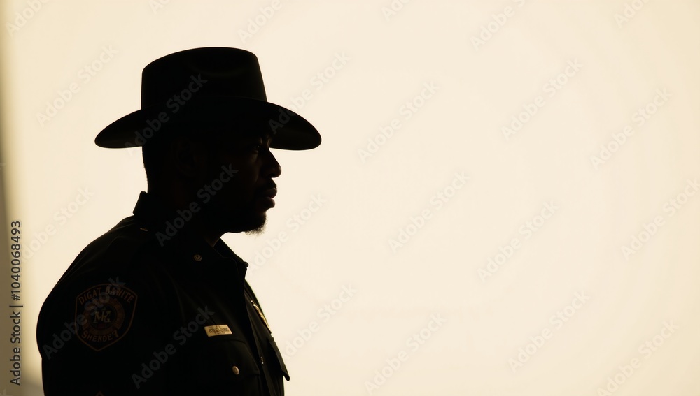 African-American male sheriff depicted as an art silhouette African-American male sheriff depicted as an art silhouette