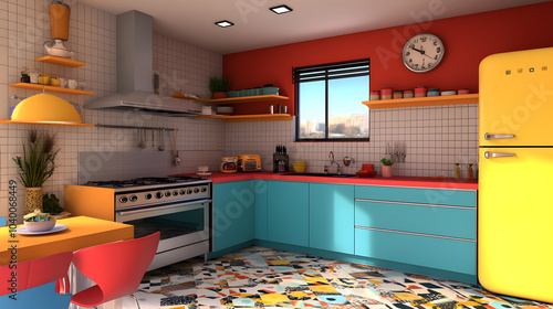 modern kitchen interior with kitchen