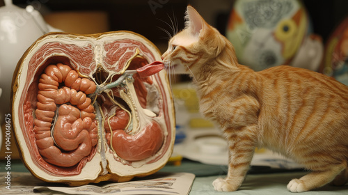 A picture showing how a cat's digestive system works. photo