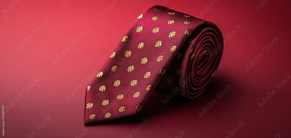 Obraz premium Classy Thanksgiving tie featuring a subtle turkey silhouette with elegant leaf patterns, in rich burgundy and gold tones, perfect for formal attire