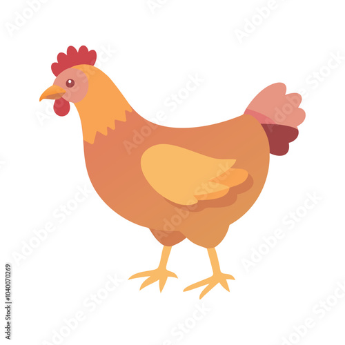 Realistic Colorful Hen Vector Art Illustration, Premium Solid Color Hen Design with Vibrant Feathers, Cock Vector Art, Artistic and High-Quality Animal Vector Graphic, Adobe Illustrator Artwork