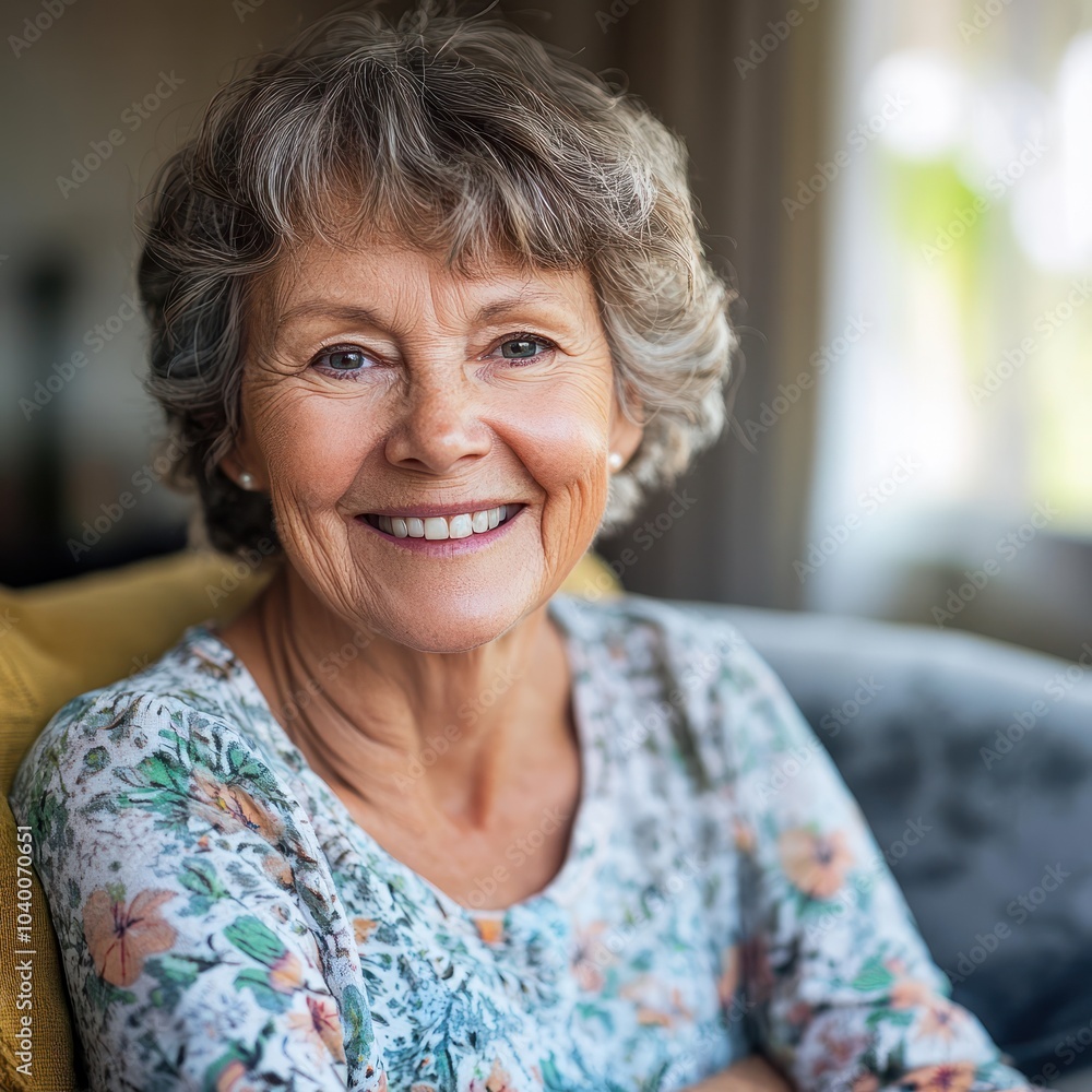 Portrait of smiling senior woman at home Portrait of smiling senior woman at home