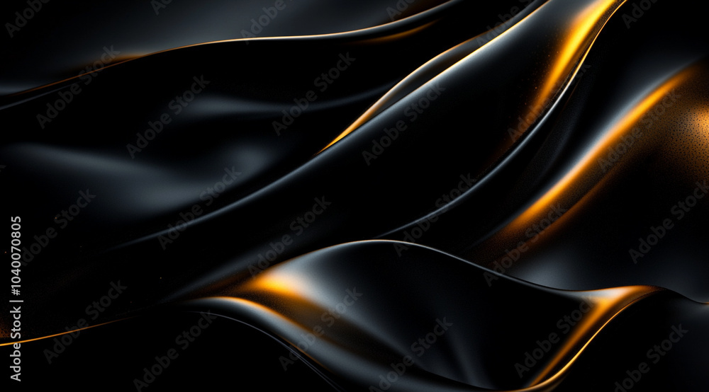 Fototapeta premium Black background, a three-dimensional abstract pattern with flowing lines and curves, creating an elegant atmosphere 