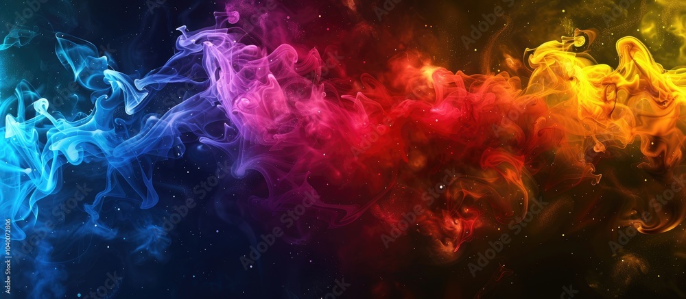 Abstract creative art background wallpaper with colorful paint splashes resembling smoke providing a unique and artistic copy space image Abstract creative art background wallpaper with colorful paint splashes resembling smoke providing a unique and artistic copy space image