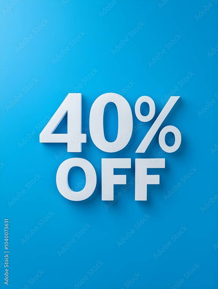 White '40% OFF' Promotional Sign on a Blue Background White '40% OFF' Promotional Sign on a Blue Background