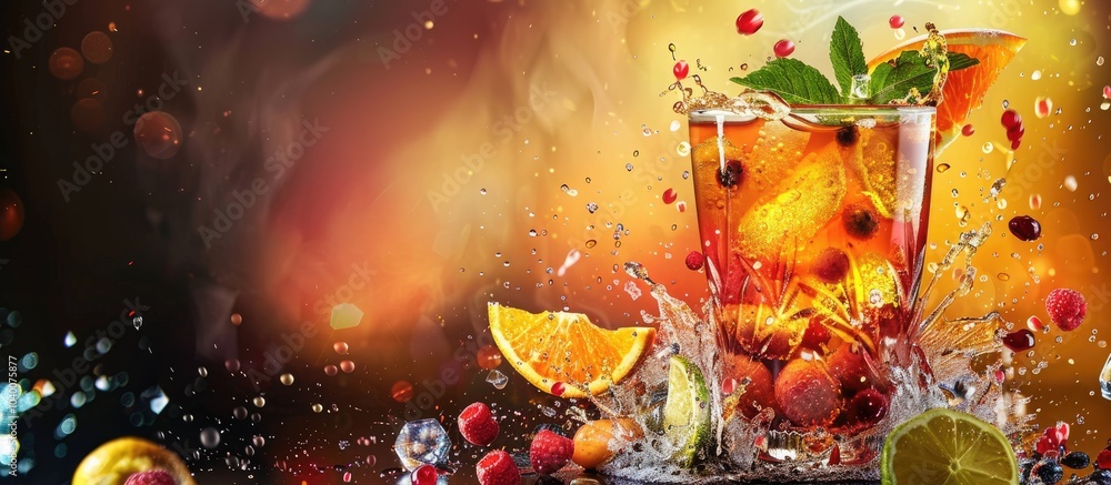 A cocktail a mixed drink with spirits liqueurs fruit juices syrups and flavors can be seen in the copy space image A cocktail a mixed drink with spirits liqueurs fruit juices syrups and flavors can be seen in the copy space image
