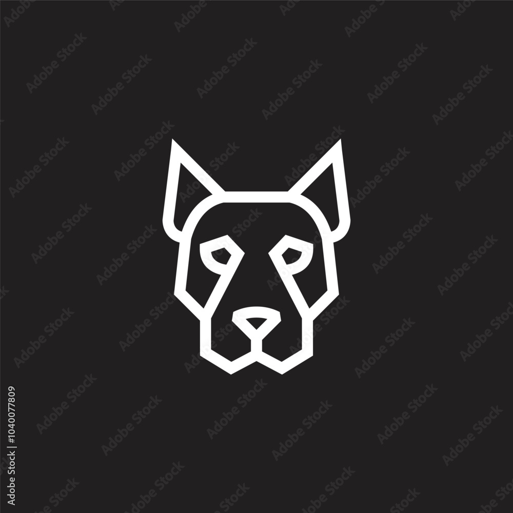 Dog pug head logo design vector design. modern line art, bold outline black and white