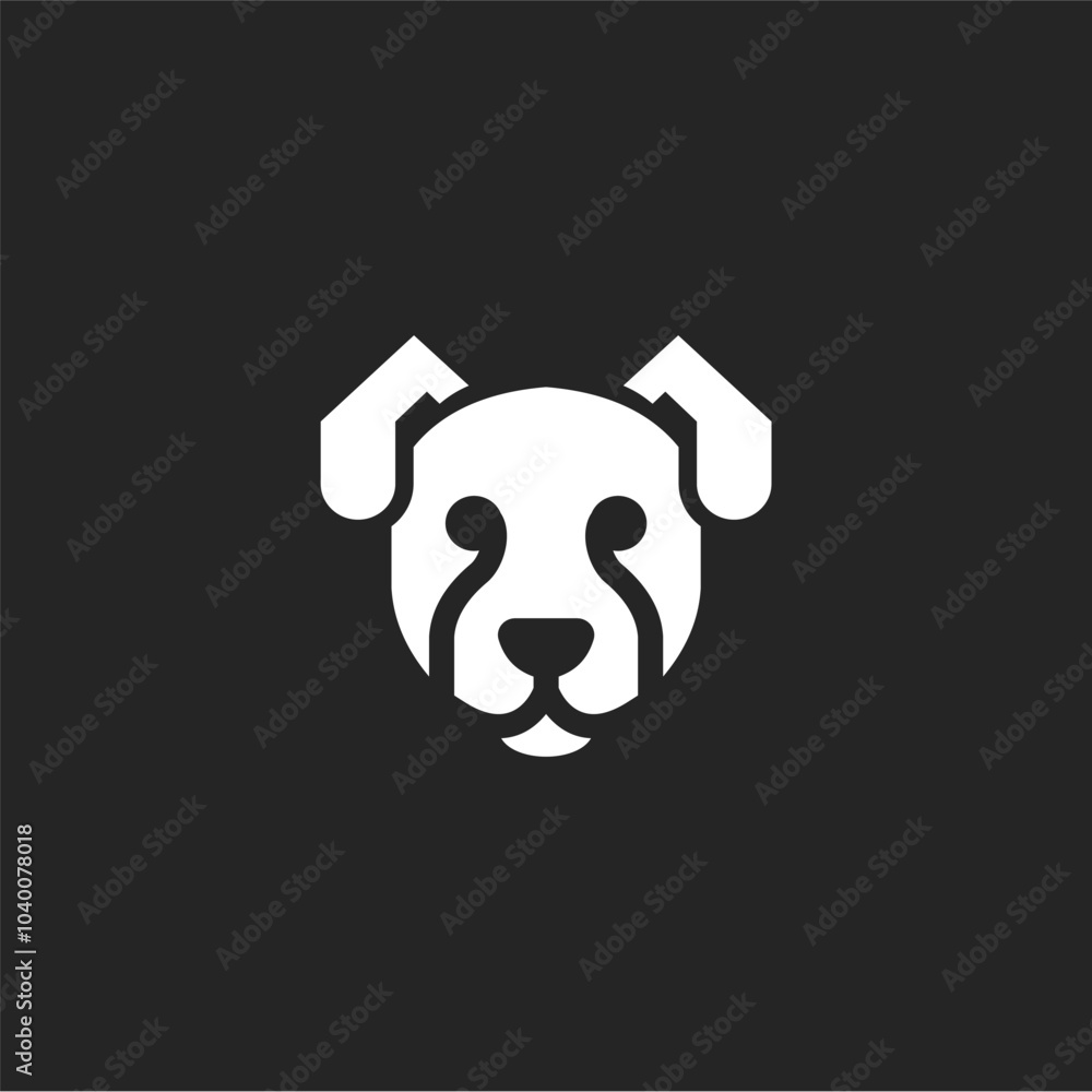 Fototapeta premium simple dog head logo vector, pet animal, friendly pet shop logo, flat minimalist, black and white illustration