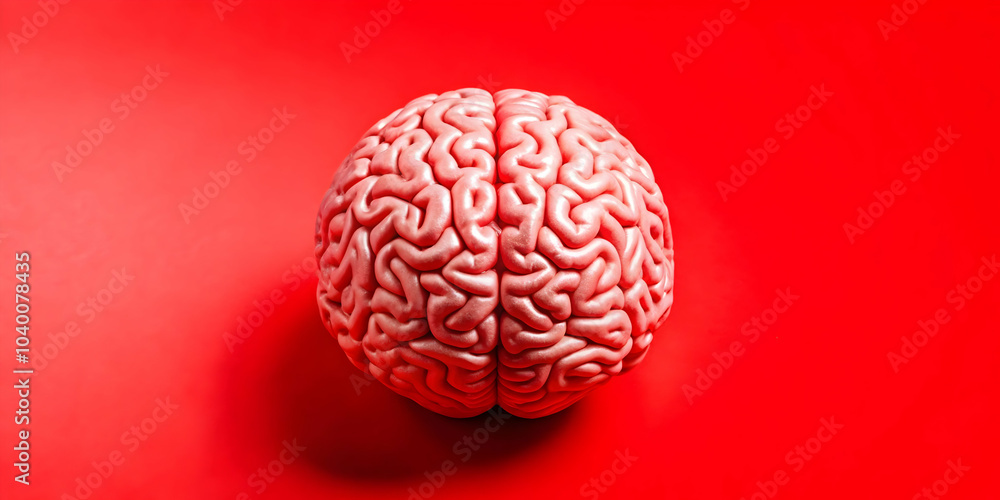 Abstract AI Brain Design on Plain Red Background for Business Intelligence Ads | Eye-Catching Visual | Generous Copy Space for Creative Projects | Stock Photo of AI Concept Abstract AI Brain Design on Plain Red Background for Business Intelligence Ads | Eye-Catching Visual | Generous Copy Space for Creative Projects | Stock Photo of AI Concept