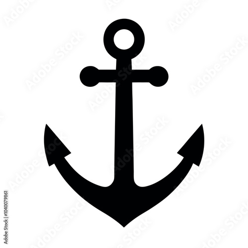 Black anchor icon silhouette image