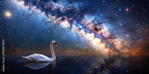 Medium shot of Constellation Swan and Milky Way galaxy photo