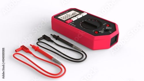 multimeter and cable white background