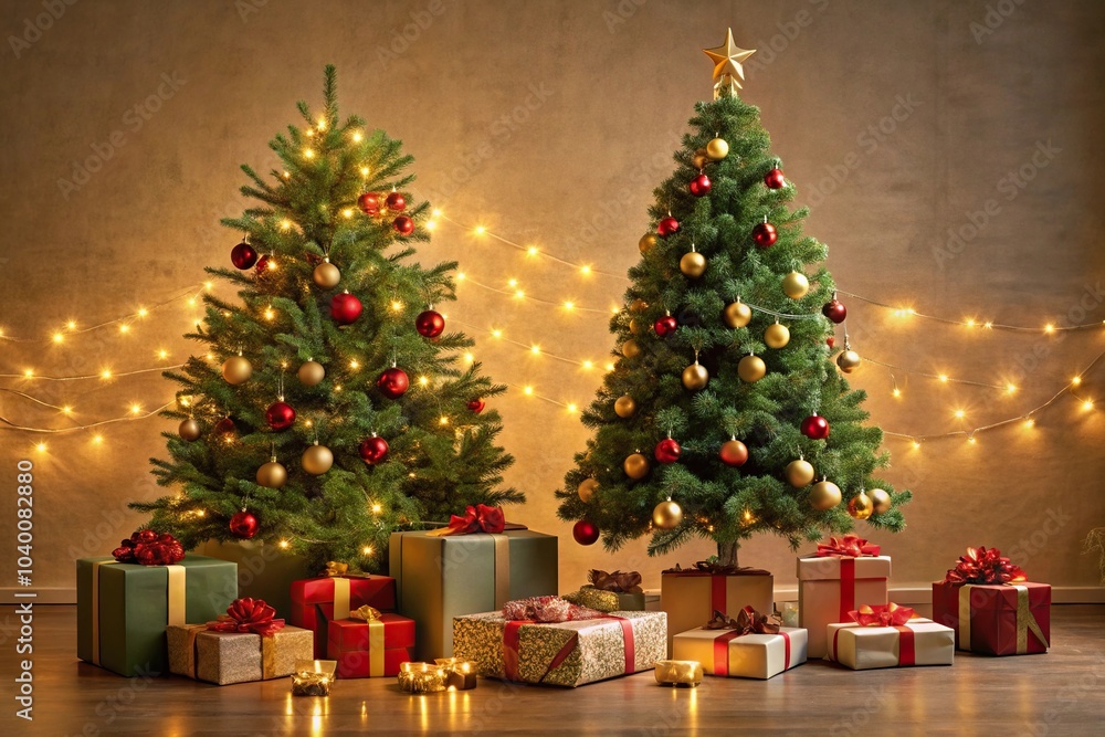Medium shot overlay featuring Christmas trees and gifts for photography Medium shot overlay featuring Christmas trees and gifts for photography