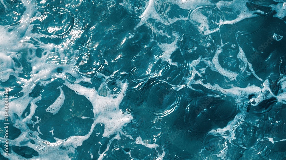 Obraz premium Panoramic water banner showcasing a white water texture, with delicate aqua surface rings and gentle ripples.