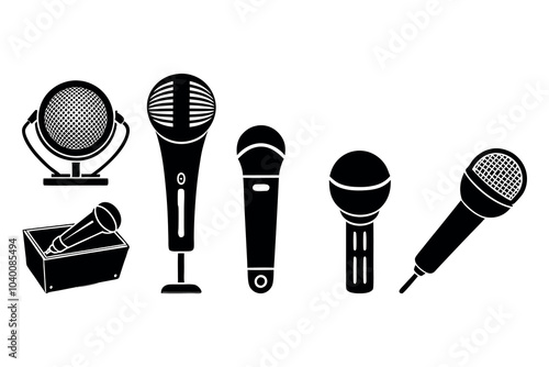 Various Microphone Designs Displayed on a Clear Background for Audio Equipment Enthusiasts