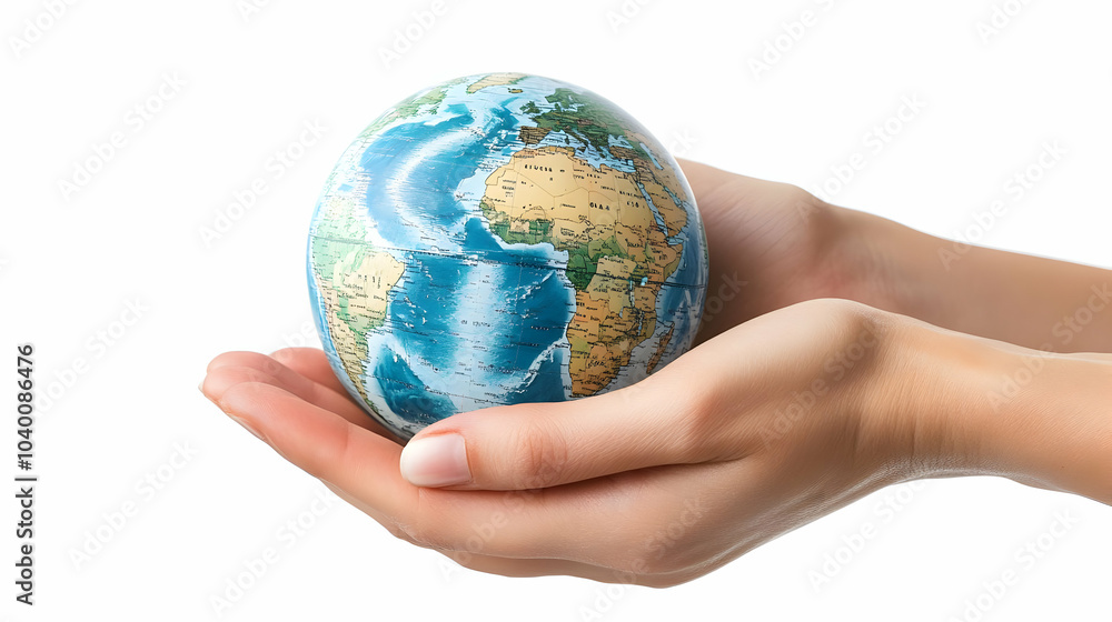 3D Plain Hands Holding Globe Concept with Copy Space - Global Community, Growth through Compromise in ESG Business Negotiations, Close Up Icon on Glossy White Background 3D Plain Hands Holding Globe Concept with Copy Space - Global Community, Growth through Compromise in ESG Business Negotiations, Close Up Icon on Glossy White Background