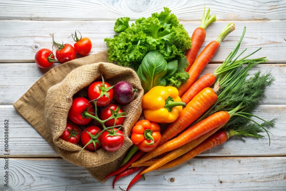 Fresh Organic Vegetables in a Bag on White Background Fresh Organic Vegetables in a Bag on White Background