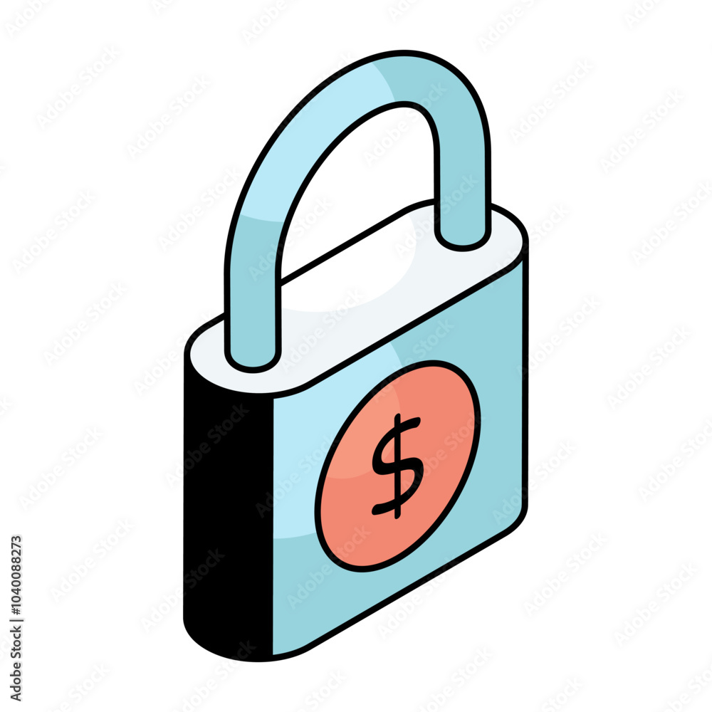 A flat design icon of financial lock A flat design icon of financial lock