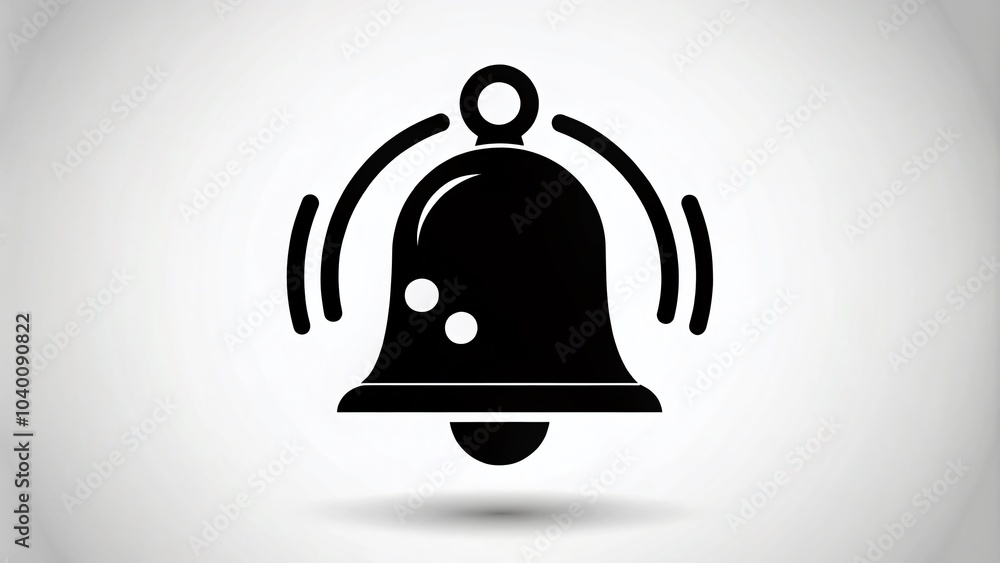 Naklejka premium Minimalist Bell Notification Symbol with Bubbles for Alerts and Alarms in Digital Applications