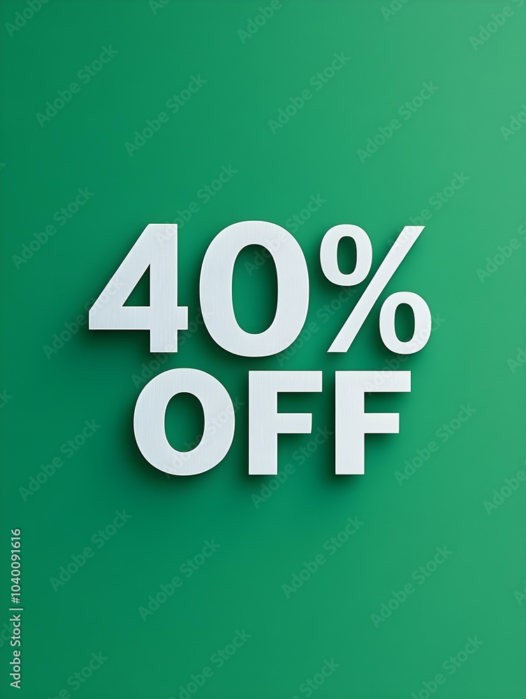 White '40% OFF' Promotional Sign on a Green Background White '40% OFF' Promotional Sign on a Green Background