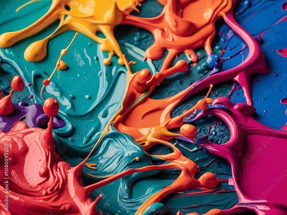Vivid splashes of paint create a vibrant artistic expression on a canvas, capturing the essence of creativity in bright colors Vivid splashes of paint create a vibrant artistic expression on a canvas, capturing the essence of creativity in bright colors