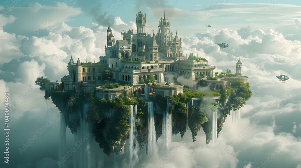 Naklejka premium Unreal Sky Island City