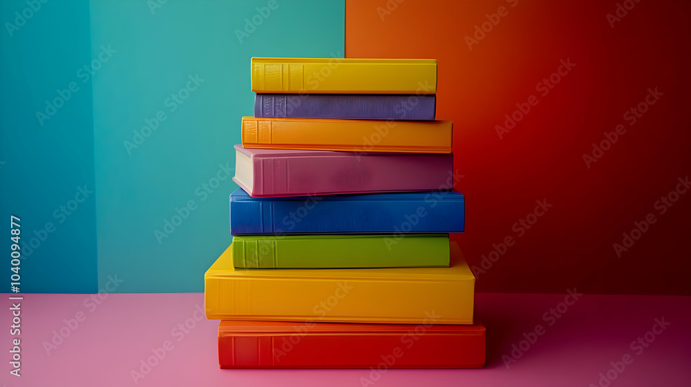 Vibrant Stack of Colorful Paperback Books Arranged in a Pyramid Formation Vibrant Stack of Colorful Paperback Books Arranged in a Pyramid Formation
