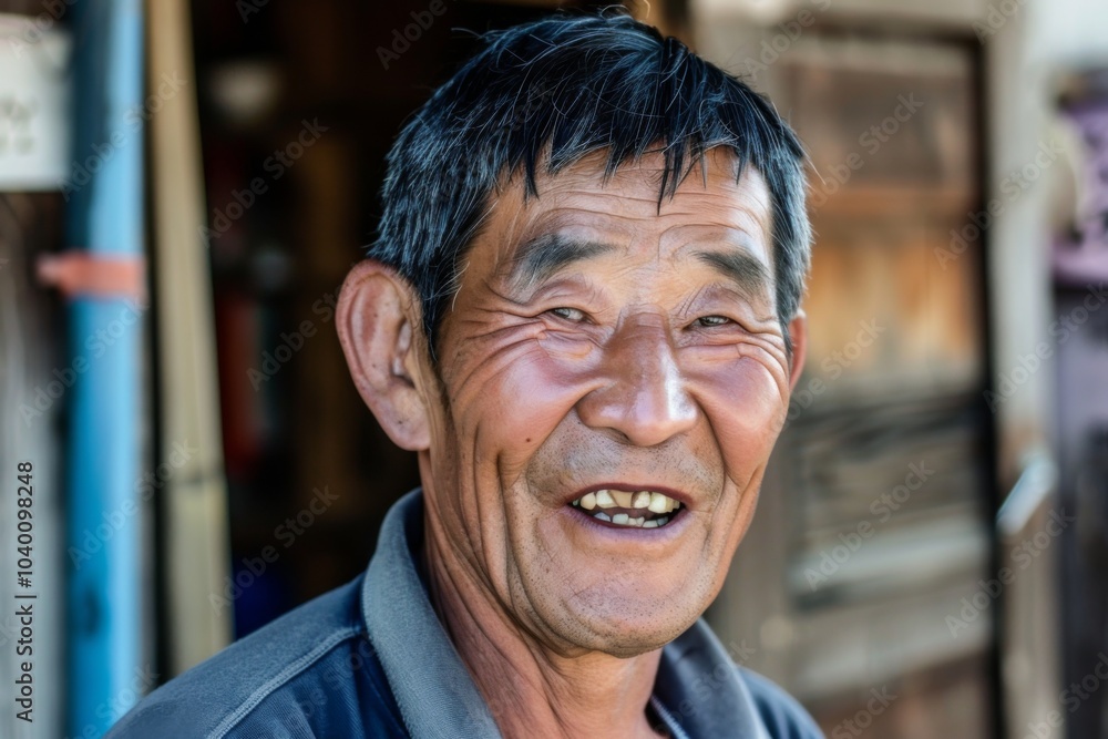 A bright, smiling Korean man in his 50s enjoying a moment of joy outdoors, radiating warmth and positive energy in a natural setting A bright, smiling Korean man in his 50s enjoying a moment of joy outdoors, radiating warmth and positive energy in a natural setting