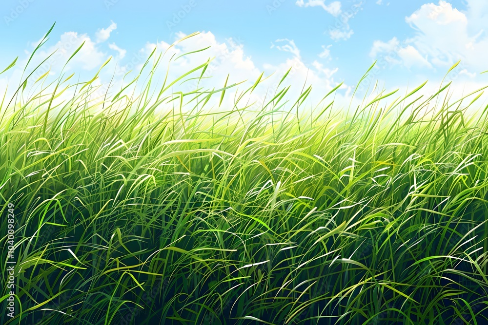 Lush Green Grass Under a Bright Blue Sky Lush Green Grass Under a Bright Blue Sky