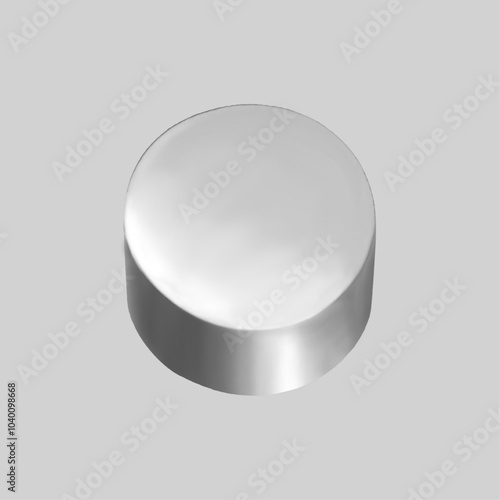 シルバーの円柱形のイラスト、金属の円柱のイラスト、銀色の円柱型のオブジェクト