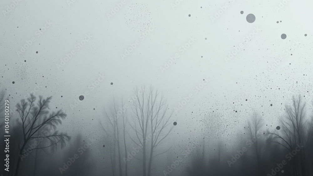 Obraz premium Silhouettes of trees in a foggy forest