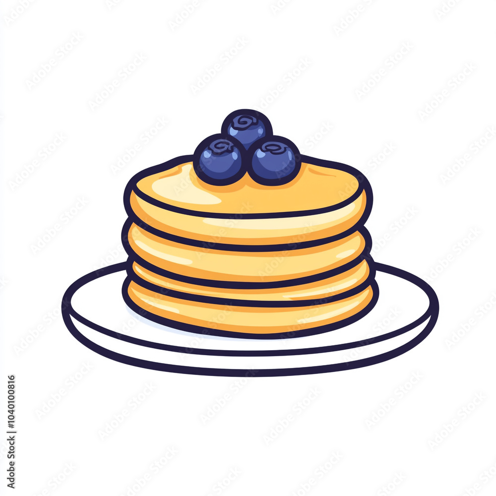 A stack of yellow pancakes with blueberries on top isolated on a white background.
A stack of yellow pancakes with blueberries on top isolated on a white background.