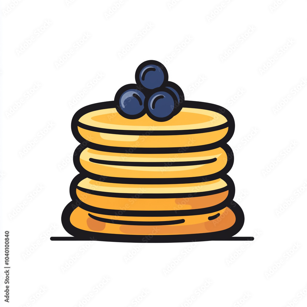 A stack of yellow pancakes with blueberries on top isolated on a white background.
A stack of yellow pancakes with blueberries on top isolated on a white background.