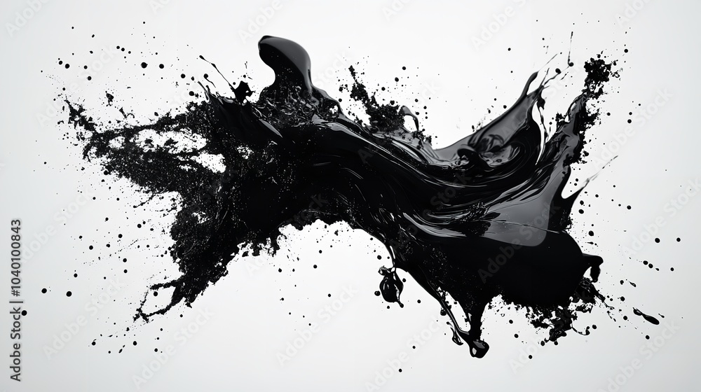 Abstract Black Ink Splash on Transparent Background Abstract Black Ink Splash on Transparent Background