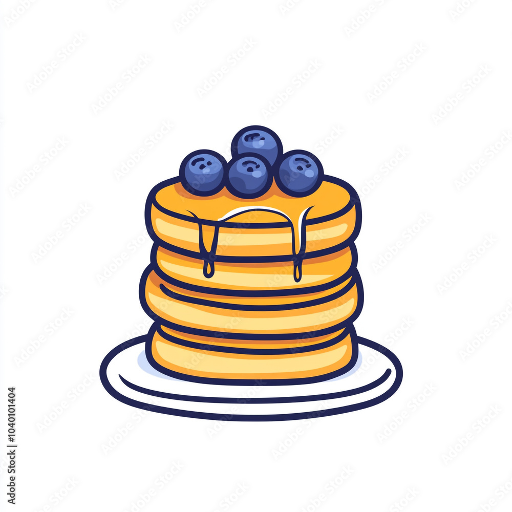 A stack of yellow pancakes with blueberries on top isolated on a white background.
A stack of yellow pancakes with blueberries on top isolated on a white background.