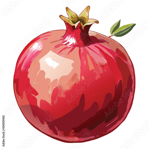 Vibrant Watercolor Pomegranate Fruit, Illustration on White Background