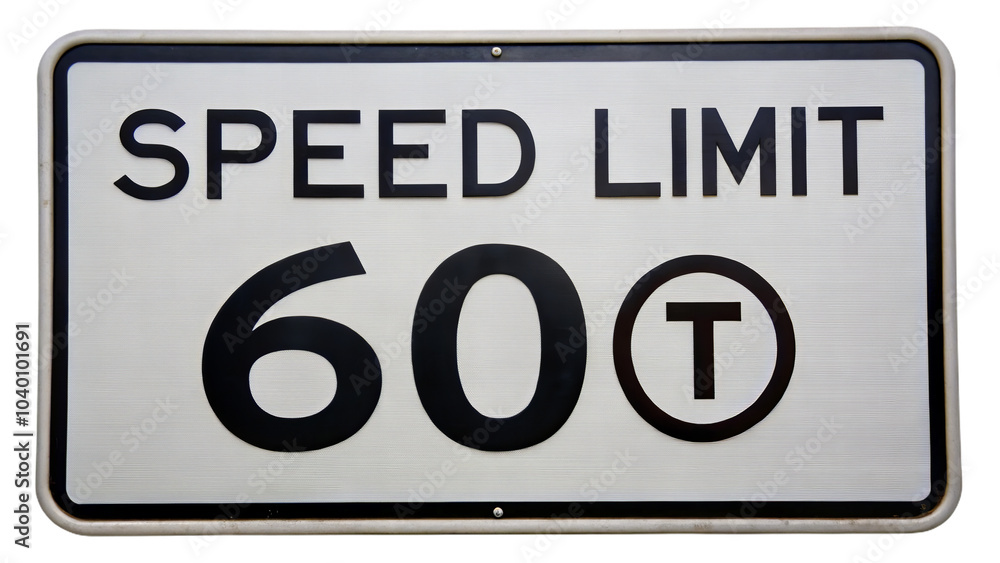 Speed limit sign with 60T restriction on white background Speed limit sign with 60T restriction on white background