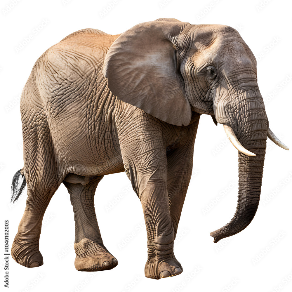 Fototapeta premium Elephant isolated on transparent background, perfect for wildlife or nature designs.