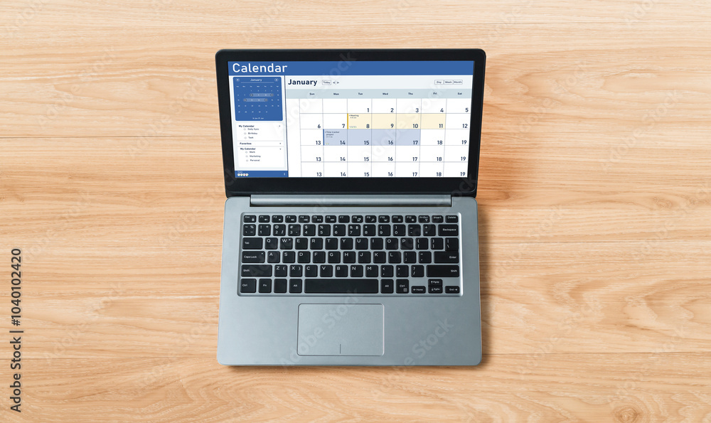 Calendar on computer software application for schedule planning for personal organizer and online business snugly Calendar on computer software application for schedule planning for personal organizer and online business snugly