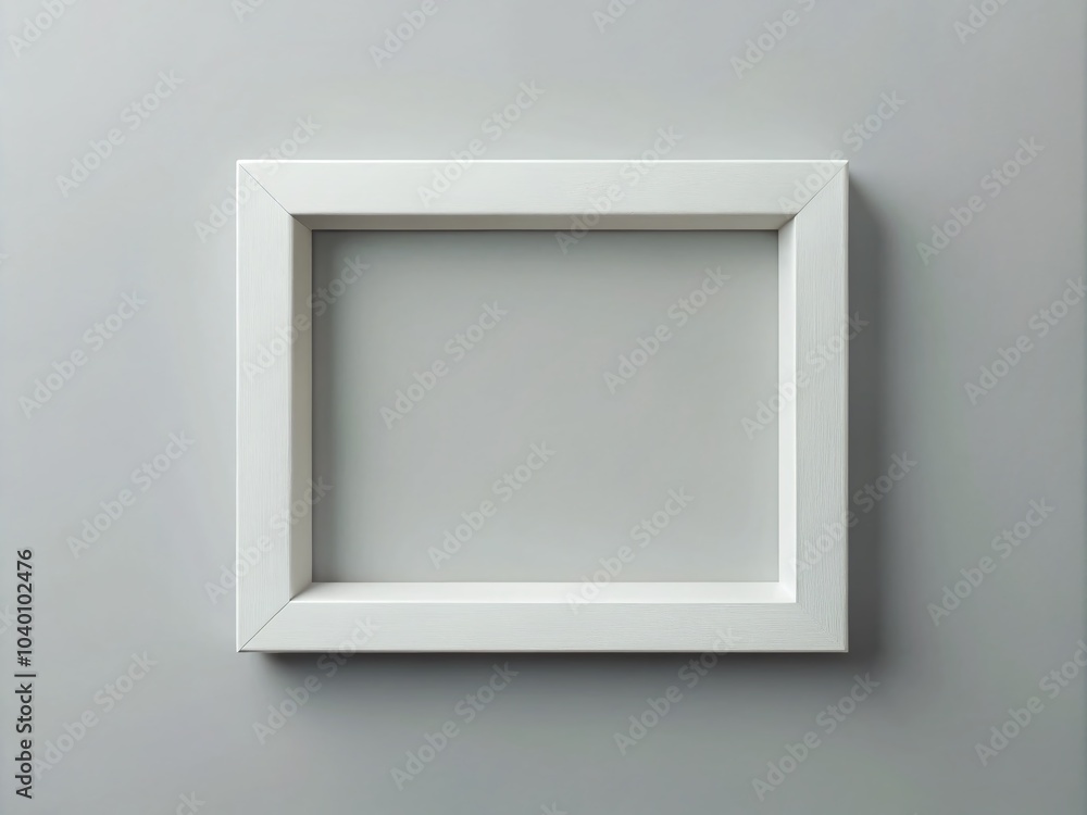 Minimalist Mock-up of a White Rectangle Frame with Mat on Gray Background for Creative Projects Minimalist Mock-up of a White Rectangle Frame with Mat on Gray Background for Creative Projects