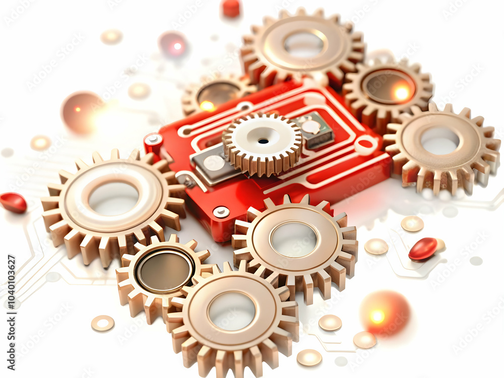 Soft Abstract Gears Circuit Boards Bokeh Background AI Transition Customer Support Photo Stock Concept Ample Copy Space Soft Abstract Gears Circuit Boards Bokeh Background AI Transition Customer Support Photo Stock Concept Ample Copy Space