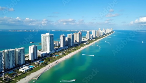  Vibrant beachfront cityscape under a clear sky