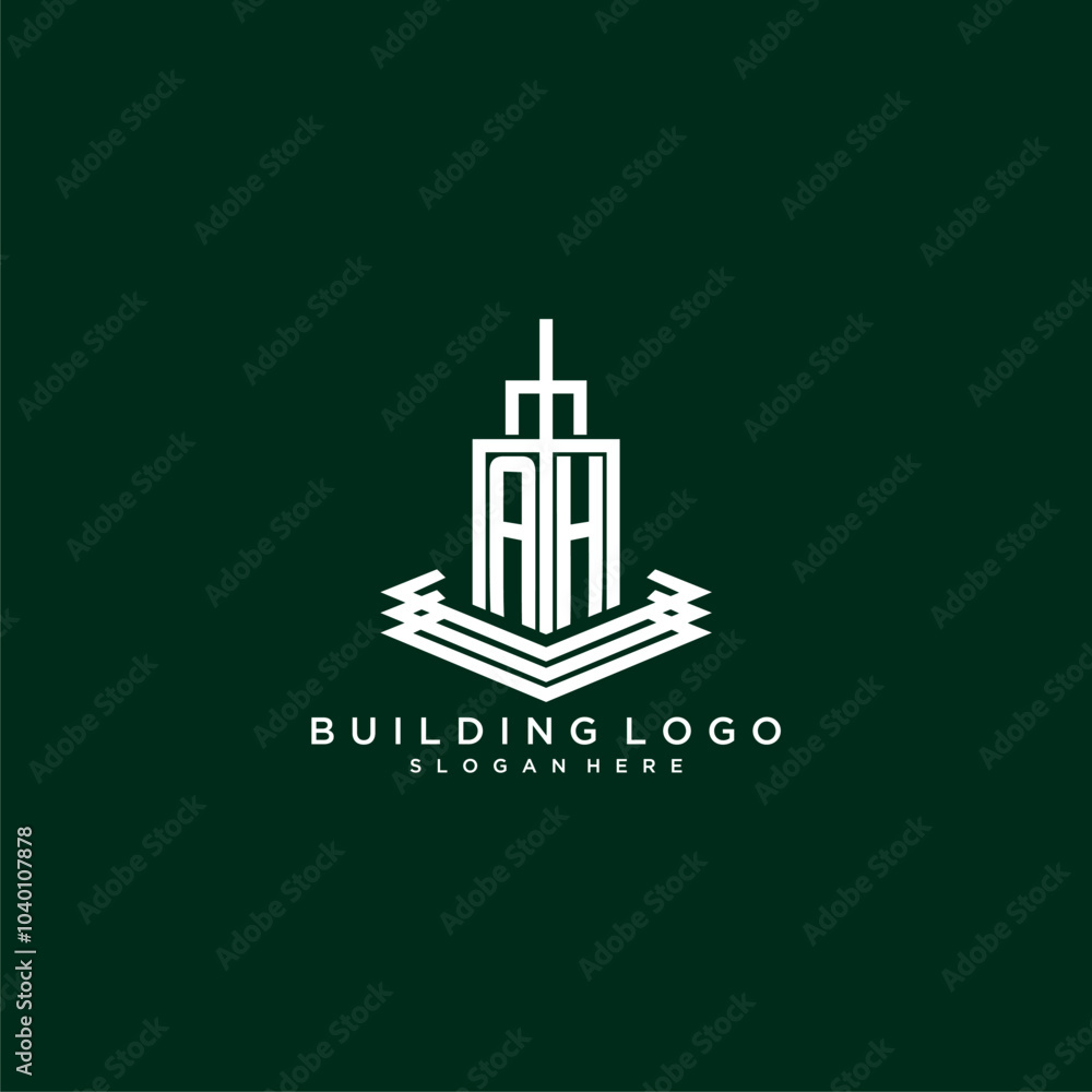 AH initial monogram building logo for real estate AH initial monogram building logo for real estate