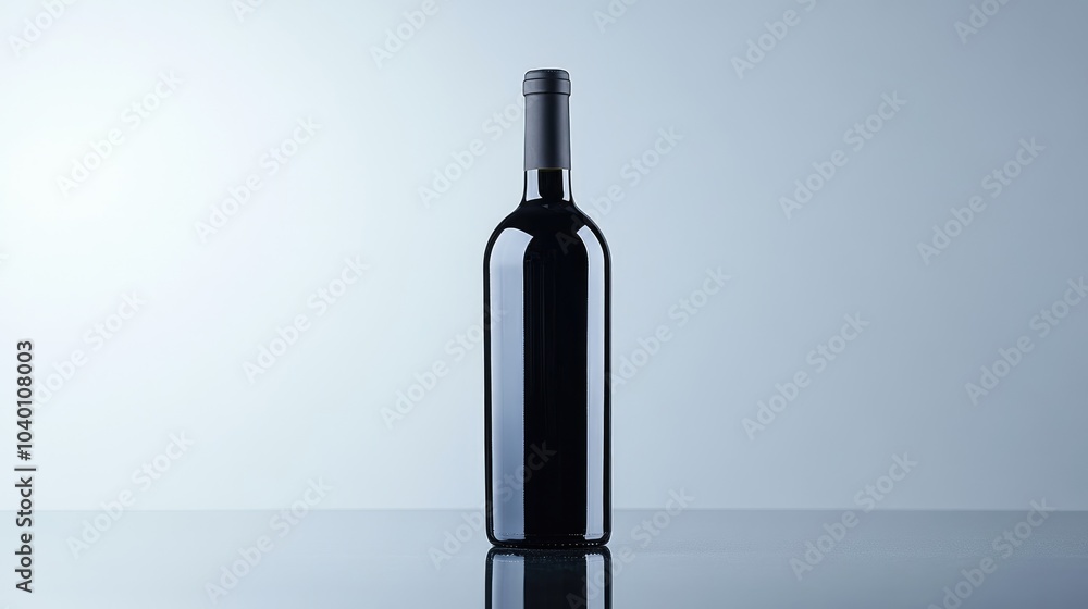 Elegant Black Wine Bottle on Minimalist Background Elegant Black Wine Bottle on Minimalist Background