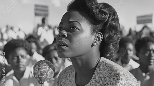 African american woman in the 1960s demonstrating at a civil rights event photo