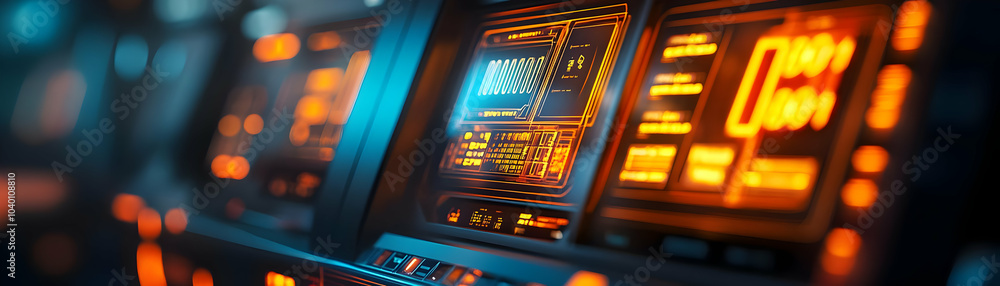 Close Up Glowing Currency Exchange Machine Holographic Elements Macro Image Advanced Financial Technology Clean Background Ample Copy Space for Text or Branding Photo Stock Concept Close Up Glowing Currency Exchange Machine Holographic Elements Macro Image Advanced Financial Technology Clean Background Ample Copy Space for Text or Branding Photo Stock Concept