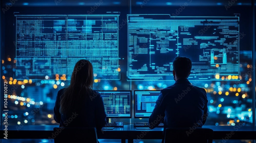 Engineers overseeing renewable energy systems at an advanced smart energy facility, ensuring efficient resource management and sustainability Engineers overseeing renewable energy systems at an advanced smart energy facility, ensuring efficient resource management and sustainability